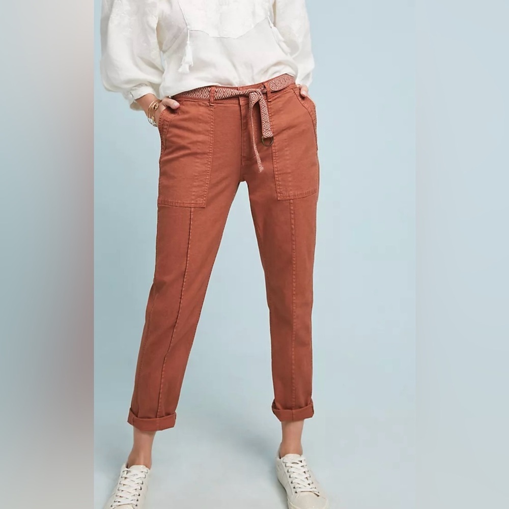Anthropologie The Wanderer Belted Brown or Rust Utility Pants‎ Pocket Sz 30P